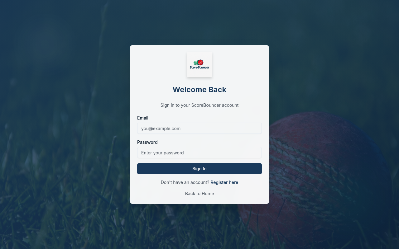 ScoreBouncer sign in page