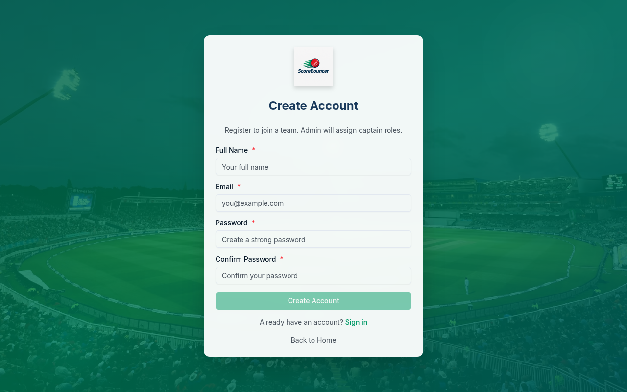 ScoreBouncer Create Account form